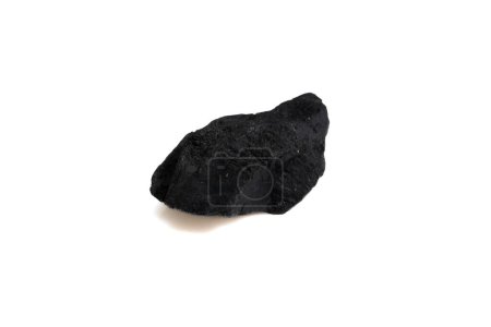 natural black tourmaline gem stone on white background