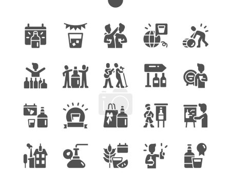 Illustration for Whisky Festival. Calendar. People celebrate. Scottish parties. Musical performances. Vector Solid Icons. Simple Pictogram - Royalty Free Image