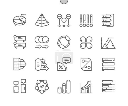 Illustration for Infographics. Business data visualization. Graph, diagram, options, parts or processes. Pixel Perfect Vector Thin Line Icons. Simple Minimal Pictogram - Royalty Free Image