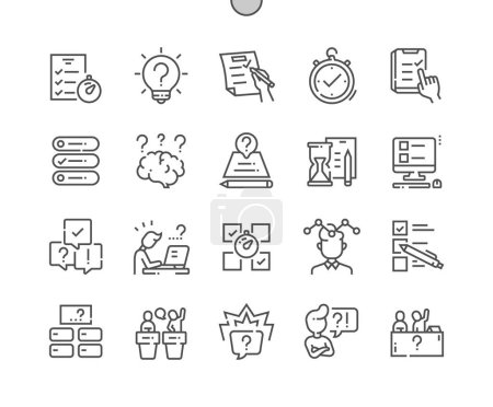 Illustration for Quiz. Choose an answer. Answer options. Quiz time. Pixel Perfect Vector Thin Line Icons. Simple Minimal Pictogram - Royalty Free Image