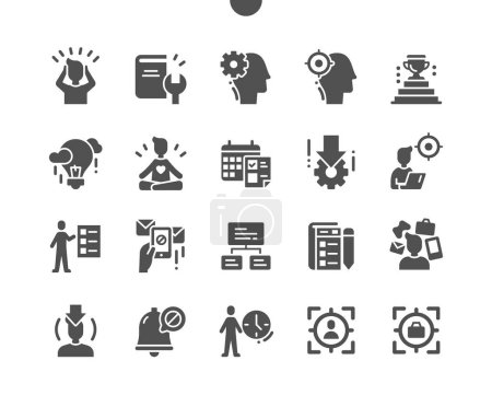 Illustration for Concentration. Focused mind. Daily tasks, meditation, inspiration. Focus business. Vector Solid Icons. Simple Pictogram - Royalty Free Image