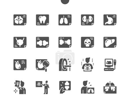 Ilustración de Rayos X. ¿Doctor? Salud, medicina y medicina. Diagnóstico y tratamiento. Vector Solid Icons. Pictograma simple - Imagen libre de derechos