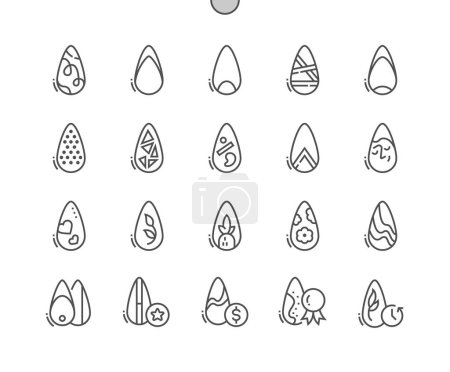 Illustration for Nail design. Female manicure. Collection of kinds of nails. Fashion trends. Beauty salon. Pixel Perfect Vector Thin Line Icons. Simple Minimal Pictogram - Royalty Free Image