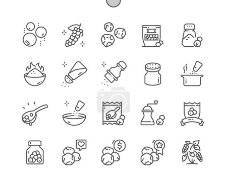 Black pepper. Spice and cooking. Food shop and supermarket. Menu for cafe. Pixel Perfect Vector Thin Line Icons. Simple Minimal Pictogram