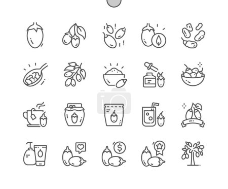 Illustration for Goji berry. Nature vegetable organic food nutrition. Medicinal plant. Food shop, supermarket. Pixel Perfect Vector Thin Line Icons. Simple Minimal Pictogram - Royalty Free Image