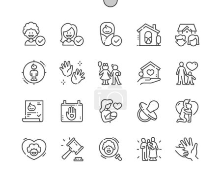Illustration for Child adoption. Orphanage. Foster baby. Adoption date. Baby hands. Pixel Perfect Vector Thin Line Icons. Simple Minimal Pictogram - Royalty Free Image