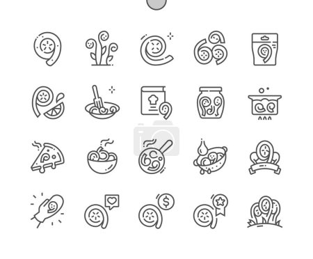 Illustration for Fiddleheads. Nature vegetable organic food nutrition. Cooking, recipes and price. Eat fiddlehead. Pixel Perfect Vector Thin Line Icons. Simple Minimal Pictogram - Royalty Free Image