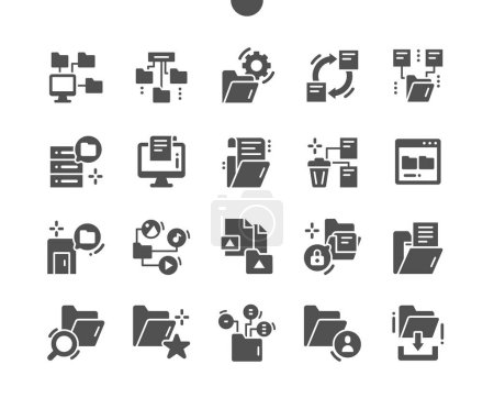 Illustration for Organizing file. Folder settings. Delete files. Administrator data. Paper, office, archive and paperwork. Vector Solid Icons. Simple Pictogram - Royalty Free Image