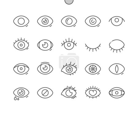 Illustration for Eye. Look and vision. Eyesight. Pixel Perfect Vector Thin Line Icons. Simple Minimal Pictogram - Royalty Free Image