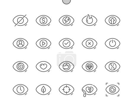 Ilustración de Ojo y visión. Ver persona y otros. La vista. Pixel Perfect Vector Thin Line Iconos. Pictograma mínimo simple - Imagen libre de derechos