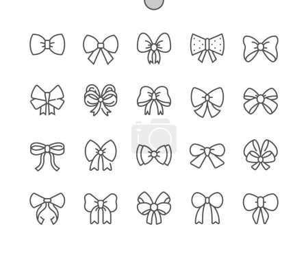 Illustration for Tied bow. Accessory, ribbon, bowtie elegance. Pixel Perfect Vector Thin Line Icons. Simple Minimal Pictogram - Royalty Free Image
