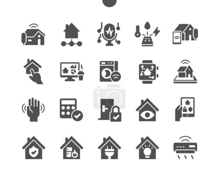 Illustration for Home automation. Control house. Security system. Energy management and lighting control. Technology and monitoring. Vector Solid Icons. Simple Pictogram - Royalty Free Image