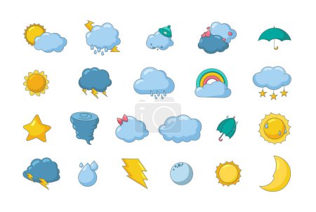 Illustration for Weather forecast drawing. Set of vector meteorological symbols. Collection of design elements. - Royalty Free Image