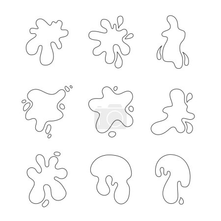 Illustration for Splash ink blot. Coloring Page. Decorative fluid shape. Vector drawing. Collection of design elements. - Royalty Free Image
