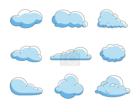 Illustration for Cumulus cloud cartoon. Sky air symbol. Vector drawing. Collection of design elements. - Royalty Free Image