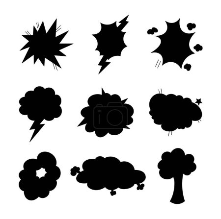 Illustration for Explosion air cloud. Silhouette image. Comic speech bubble. Vector drawing. Collection of design elements. - Royalty Free Image