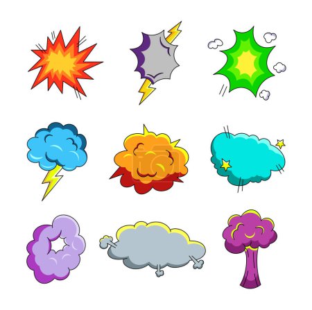 Illustration for Explosion air cloud. Comic speech bubble. Vector drawing. Collection of design elements. - Royalty Free Image