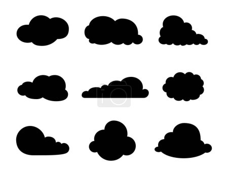 Ilustración de Nube de cúmulos de dibujos animados. Imagen de silueta. Cielo símbolo de aire. Dibujo vectorial. Colección de elementos de diseño. - Imagen libre de derechos