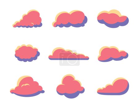 Ilustración de Nube de cúmulos de dibujos animados. Cielo símbolo de aire. Dibujo vectorial. Colección de elementos de diseño. - Imagen libre de derechos