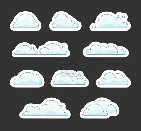 Ilustración de Nube de cúmulos de dibujos animados. Etiqueta de marcador. Cielo símbolo de aire. Dibujo vectorial. Colección de elementos de diseño. - Imagen libre de derechos