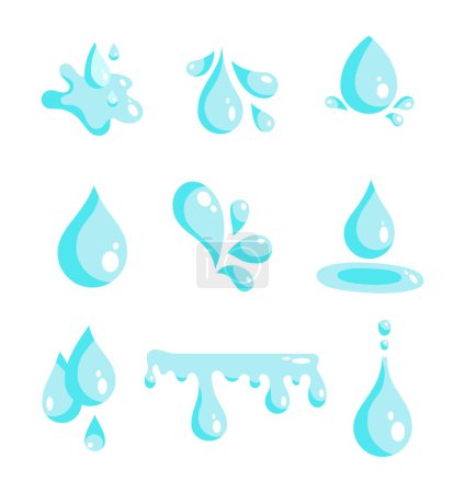 Illustration for Water splash drop. Fluid bubble shape. Vector drawing. Collection of design elements. - Royalty Free Image