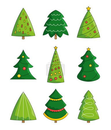 Illustration for Christmas tree. Holiday party and celebration. Happy New Year. Vector drawing. Collection of design elements. - Royalty Free Image
