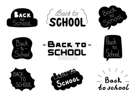 Illustration for Welcome back to school. Silhouette image. Quote calligraphy typography. Vector drawing. Collection of design elements. - Royalty Free Image