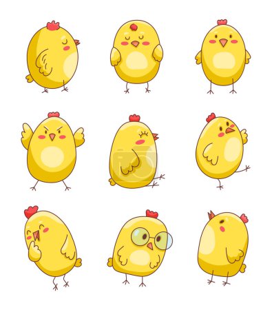 Illustration for Cute cartoon little chicken. Easter bird symbol. Farm animals. Vector drawing. Collection of design elements. - Royalty Free Image