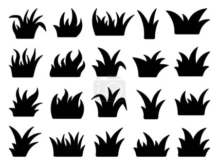 Illustration for Lawn grass. Silhouette Image. Flora, garden plant. Hand drawn style. Vector drawing. Collection of design elements. - Royalty Free Image