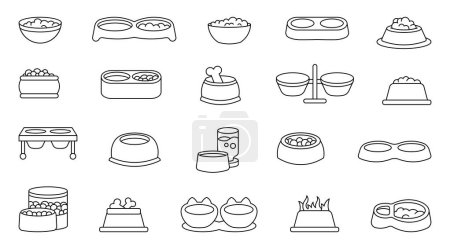 Illustration for Cat and dog bowl. Coloring Page. Pet food. Veterinary shop merchandise. Hand drawn style. Vector drawing. Collection of design elements. - Royalty Free Image