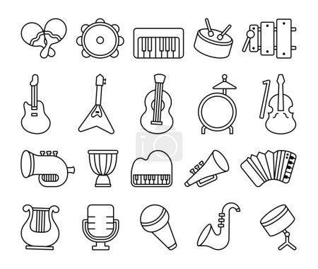 Illustration for Musical instruments. Coloring Page. Music stuff for classical orchestra. Hand drawn style. Vector drawing. Collection of design elements. - Royalty Free Image