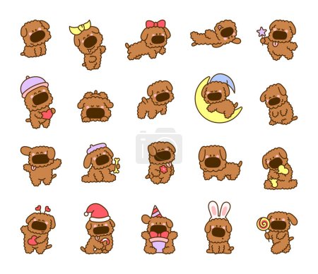 Illustration for Cute kawaii dog toy poodle. Cartoon funny puppy character. Hand drawn style. Vector drawing. Collection of design elements. - Royalty Free Image