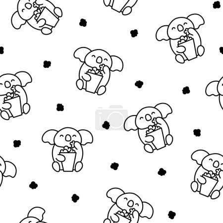 Illustration for Cute kawaii koala bear. Seamless pattern. Coloring Page. Australian animals cartoon character. Hand drawn style. Vector drawing. Design ornaments. - Royalty Free Image