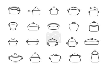 Illustration for Dishes with vintage patterns. Coloring Page. Baking dishes. Hand drawn style. Vector drawing. Collection of design elements. - Royalty Free Image