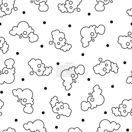Illustration for Foam made of soap or clouds. Seamless pattern. Coloring Page. Bubbles of different shapes. Hand drawn style. Vector drawing. Design ornaments. - Royalty Free Image