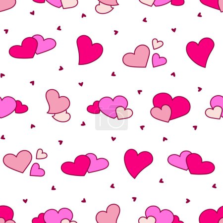 Illustration for Different heart for Valentines day. Seamless pattern. Love and romantic. Hand drawn style. Vector drawing. Design ornaments. - Royalty Free Image