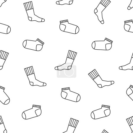 Illustration for Winter warm socks. Seamless pattern. Coloring Page. Stylish cotton and woolen with different textures. Hand drawn style. Vector drawing. Design ornaments. - Royalty Free Image