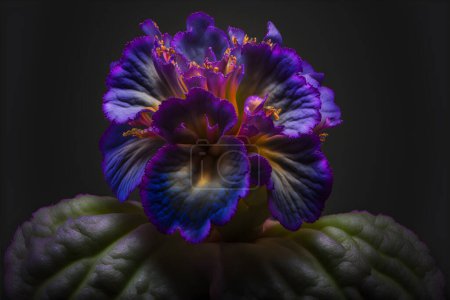 Intricate purple petals of an African violet close-up