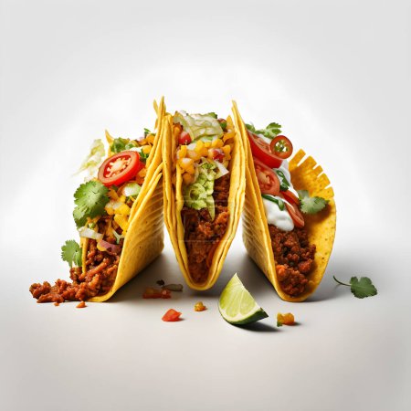 Leckere Tacos mit Avocado, Salsa und Limette