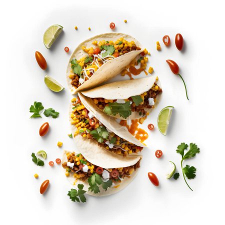 Foto de Tasty Tacos with Avocado, Salsa, and Lime - Imagen libre de derechos