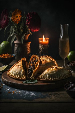 Foto de Indulge in the rich flavors of Latin America with our Empanadas food photography collection. Mouth-watering images showcase traditional, street food, and gourmet styles of this beloved dish. - Imagen libre de derechos