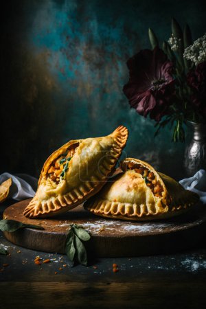 Photo for Indulge in the rich flavors of Latin America with our Empanadas food photography collection. Mouth-watering images showcase traditional, street food, and gourmet styles of this beloved dish. - Royalty Free Image