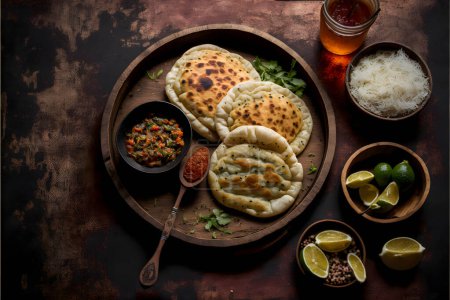 Foto de Delicious flavors of Latin America with our Pupusas food photography collection. High-quality images showcase this traditional street food in all its glory, from classic recipes to gourmet variations. - Imagen libre de derechos