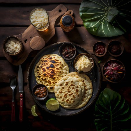 Foto de Delicious flavors of Latin America with our Pupusas food photography collection. High-quality images showcase this traditional street food in all its glory, from classic recipes to gourmet variations. - Imagen libre de derechos