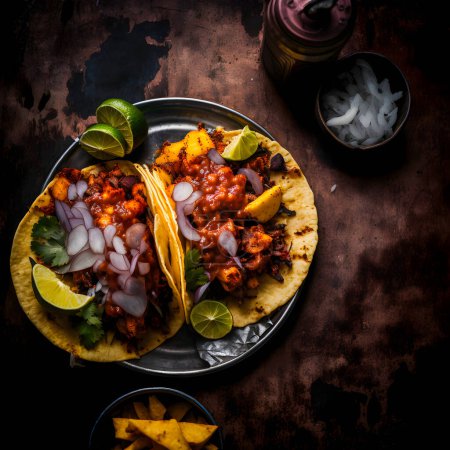 Foto de Tacos al Pastor food photography collection features high-quality images that bring the delicious flavors and textures of this popular Latin American street food to life. From traditional recipes - Imagen libre de derechos