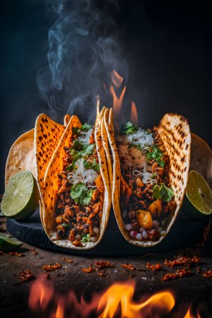 Téléchargez les photos : Tacos al Pastor food photography collection features high-quality images that bring the delicious flavors and textures of this popular Latin American street food to life. From traditional recipes - en image libre de droit