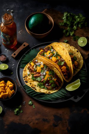 Photo for Tacos al Pastor food photography collection features high-quality images that bring the delicious flavors and textures of this popular Latin American street food to life. From traditional recipes - Royalty Free Image