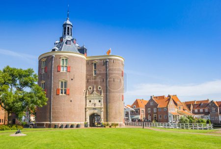Historic Drommedaris city gate in the center of Enkhuizen, Netherlands