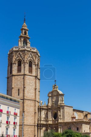 Tower of the historic cathedral in Valencia, Spain