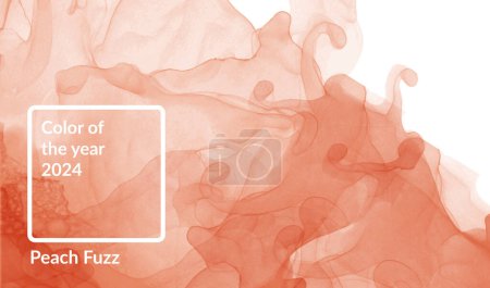 Color of the year 2024. Peach watercolor abstract painting. 2023 trend inspiration.